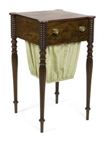FINE FEDERAL MA MAHOGANY SEWING STAND.