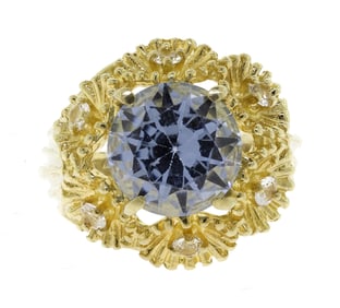 14K GOLD TOPAZ & COLORLESS QUARTZ COCKTAIL RING.
