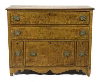 A 19TH C. DIMINUTIVE VERMONT TIGER MAPLE SERVER.