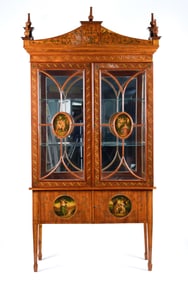 ENGLISH ADAMS STYLE CHINA CABINET.