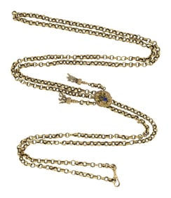 VICTORIAN ENGLISH 13KT GOLD SLIDE CHAIN.