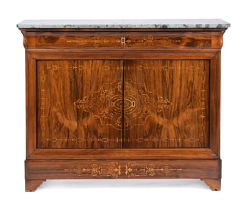 19TH C. FRENCH CHARLES X INLAID COMMODE.