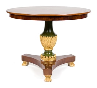 FINE ENGLISH REGENCY CARVED AND PAINTED CENTER TABLE