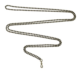 ANTIQUE 14K GOLD LONG BLACK ENAMEL CHAIN.