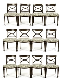 SET OF 12 REGENCY STYLE DINING CHAIRS.