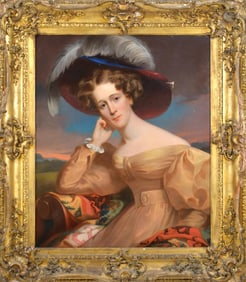 19TH C. ENGLISH PORTRAIT OF A FASHIONABLE WOMAN.