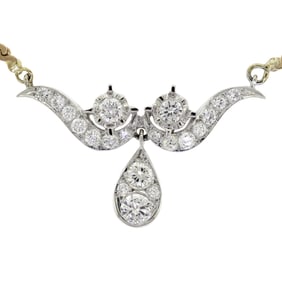 VINTAGE 14K GOLD DIAMOND NECKLACE.