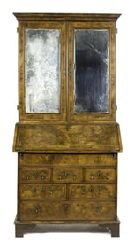 18TH C. GEORGE II BURL WOOD SECRETARY.
