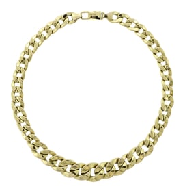 14K GOLD TAPERED HOLLOW CURB STYLE NECKLACE.