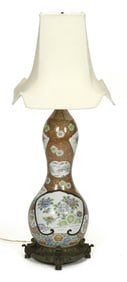 ANTIQUE JAPANESE SATSUMA GOURD LAMP.