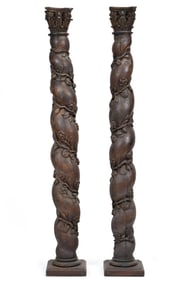 PR. OF CARVED ITALIAN WALNUT COLUMNS.