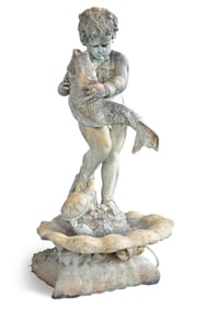 VINTAGE FIGURAL BRONZE FOUNTAIN.