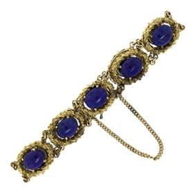VINTAGE 14K GOLD LAPIS BRACELET.
