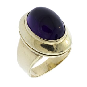 14K GOLD AMETHYST 'POISON' RING.