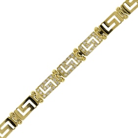 18K GOLD DIAMOND GREEK KEY BRACELET.