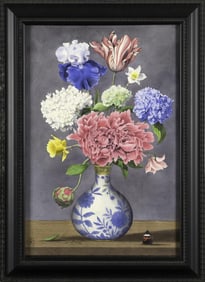 FINE 20TH C. WATERCOLOR, VASE OF FLOWERS.