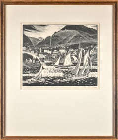 CARROLL THAYER BERRY WOODBLOCK, CAMDEN HARBOR, ME.