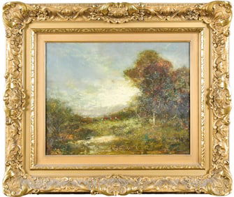 A 19TH C. IMPRESSIONIST OIL, LANDSCAPE.