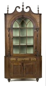 FEDERAL CHERRY CORNER CUPBOARD.