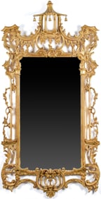 LABARGE CHINESE CHIPPENDALE STYLE GILT MIRROR.