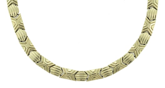14K GOLD RIBBED NECKLACE.