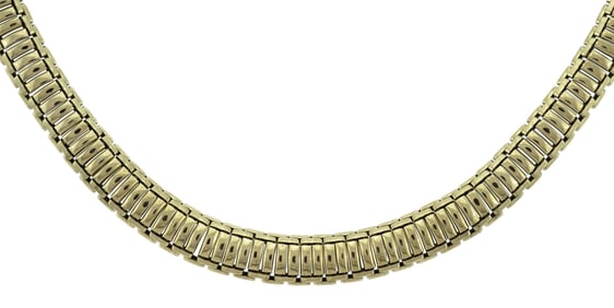 14K GOLD LAYERED BRICK LINK NECKLACE.