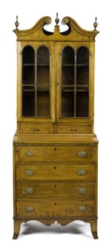 ANTIQUE FEDERAL STYLE TIGER MAPLE SECRETARY.