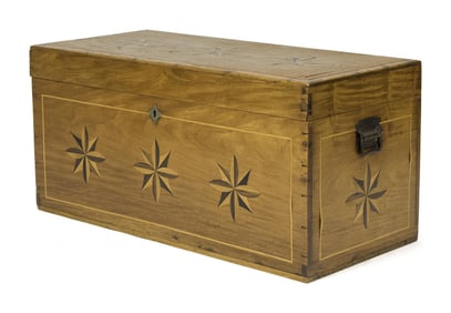 19TH C. INLAID CAMPHOR WOOD TRUNK.