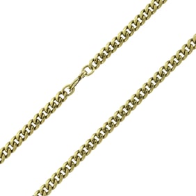 18K YELLOW GOLD CURB STYLE CHAIN.