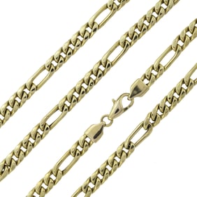 14K GOLD FIGARO STYLE CHAIN NECKLACE.