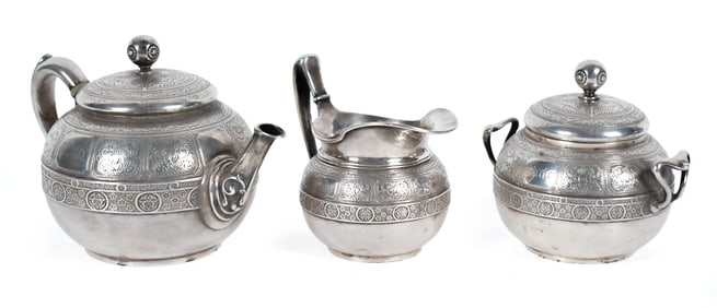 TIFFANY & CO. ART NOUVEAU STERLING TEA SET, 3 PCS.