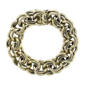VINTAGE SUCCO 14K GOLD DOUBLE LINK BRACELET.