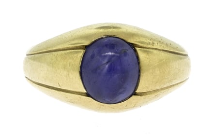 18K GOLD 4.0 CT. BLUE STAR SAPPHIRE RING.