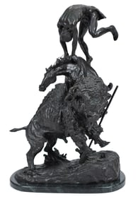 AFTER FREDERIC REMINGTON BRONZE, BUFFALO HORSE.