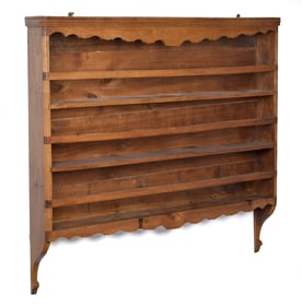 19TH C. FRENCH WALNUT HANGING PLATE SHELF.