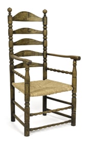 18TH C. WILLIAM & MARY LADDER BACK ARMCHAIR.