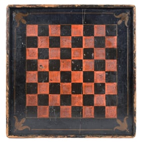 19TH DOUBLE SIDED PAINTED GAME BOARD.