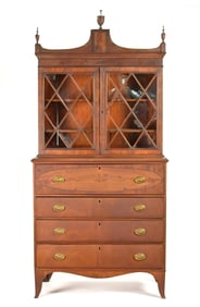 19TH C. FEDERAL PORTSMOUTH NH INLAID SECRETARY.