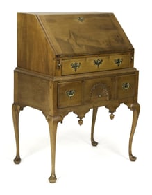 19TH C. CHERRY QUEEN ANNE STYLE DESK ON FRAME.