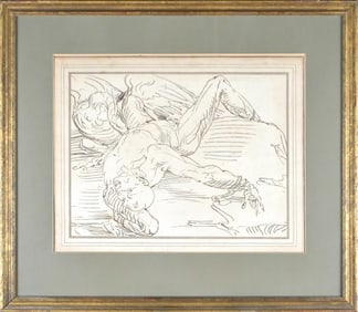 ANTIQUE OLD MASTERS INK SKETCH, PROMETHEUS.