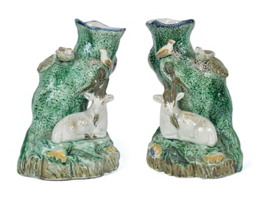 PR. 18TH C. ENGLISH PEARLWARE SPILL VASES.