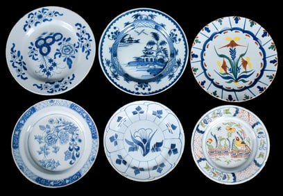 ANTIQUE DELFT AND ENGLISH PLATES, 6 PCS.