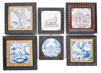 SIX ANTIQUE DELFT TILES, RELIGIOUS SCENES.