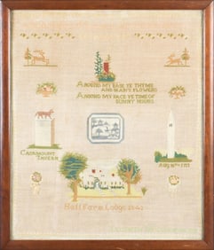 1925 ELIZABETH JOHNSON NEEDLEWORK SAMPLER.