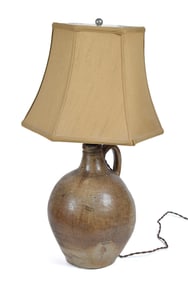 JOHN DWIGTH STONEWARE JUG LAMP, NOT DRILLED.