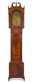 19TH C. INLAID FEDERAL MAHOGANY TALL CASE CLOCK.