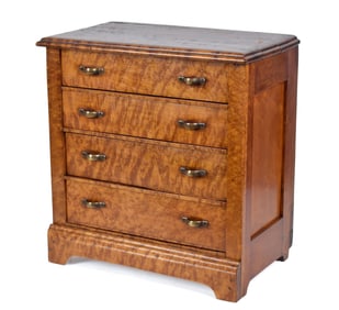 19TH C. MINIATURE BIRDSEYE MAPLE CHEST.