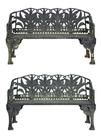WONDERFUL PR. VINTAGE CAST IRON GARDEN BENCHES.