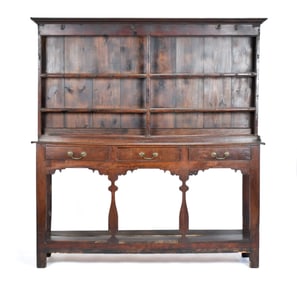 18TH C. TWO PART OAK WELSH DRESSER.