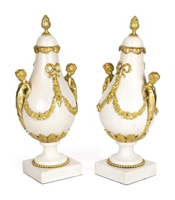 PR. 19TH C. FRENCH MARBLE CASSOLETTES.